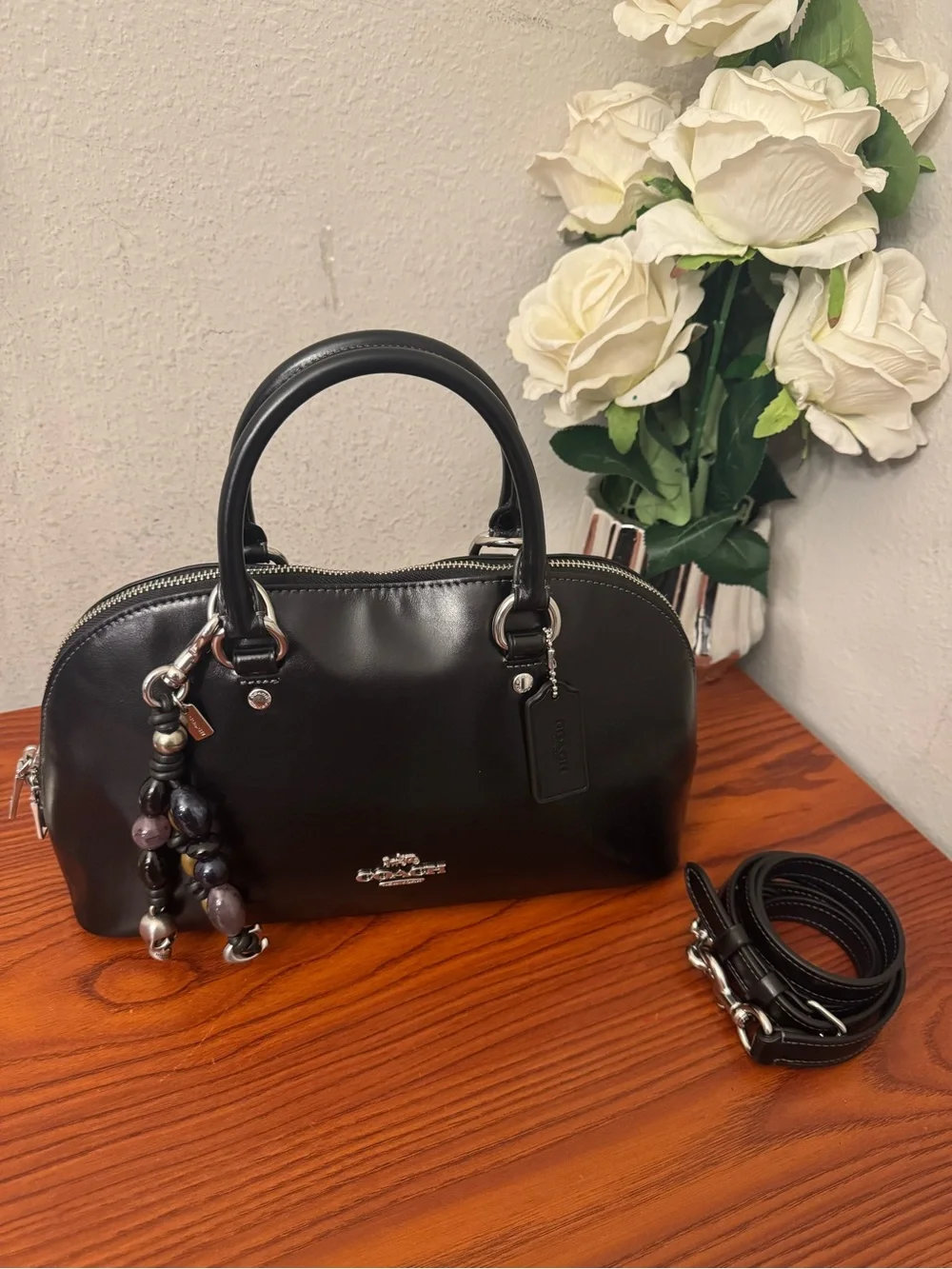 Coach Black Leather Dome Satchel